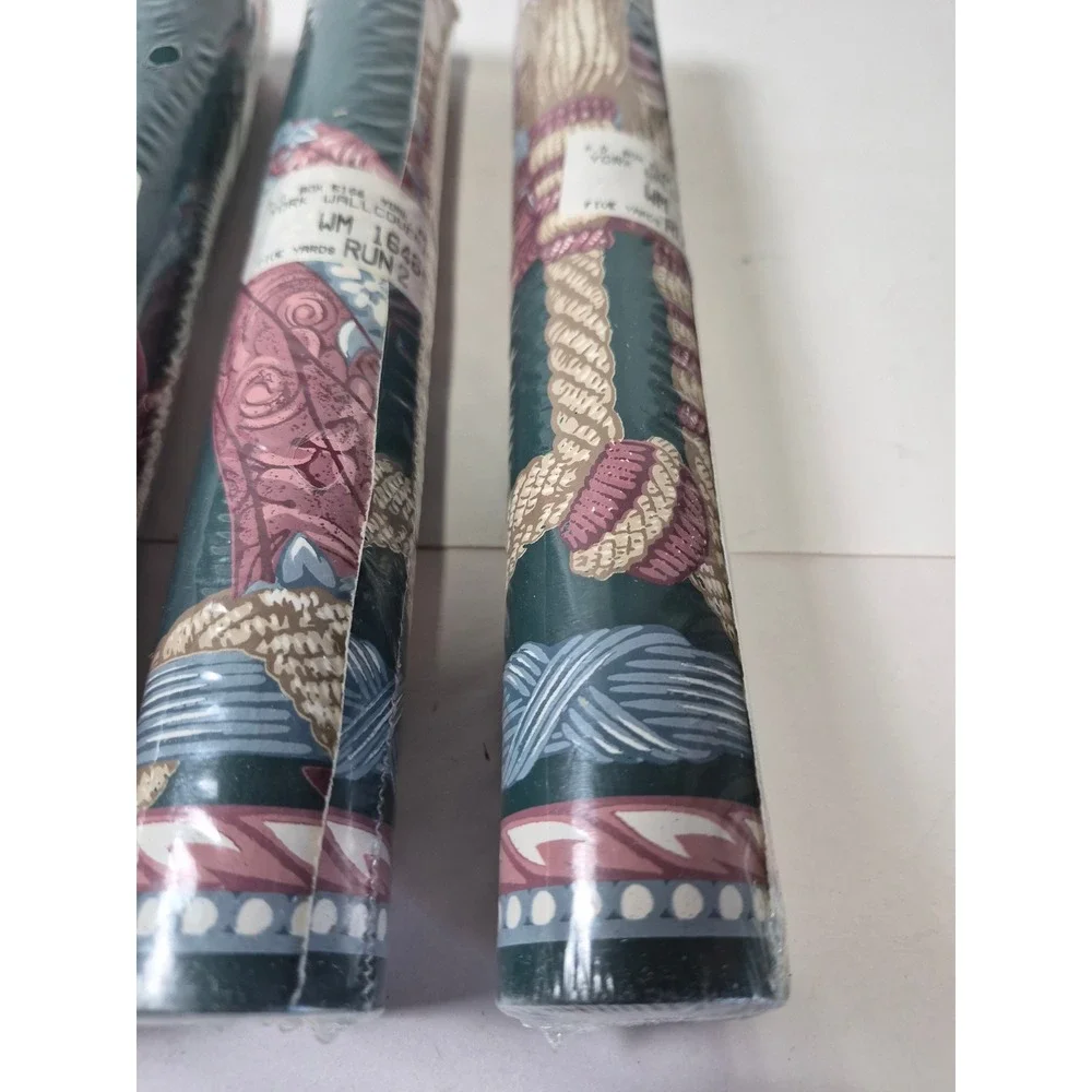 York Wallcoverings Floral Scroll Wallpaper Border Green Pink 4 Rolls WM 1646-B